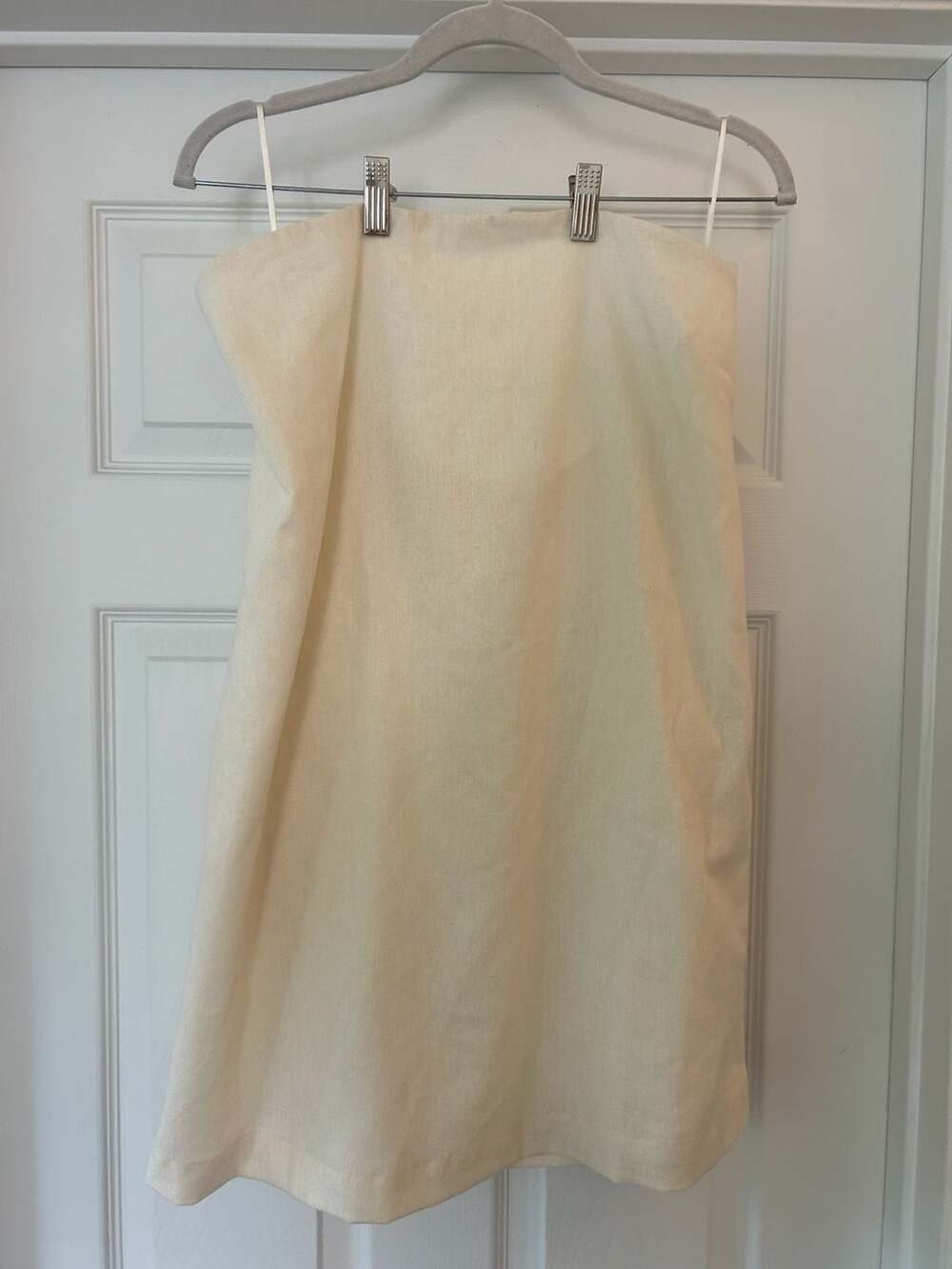 NWT Double Zero Linen Cream White Strapless Mini Dress Large